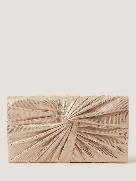 Monsoon Fergie Twist Knot Clutch Bag, Gold, Gold