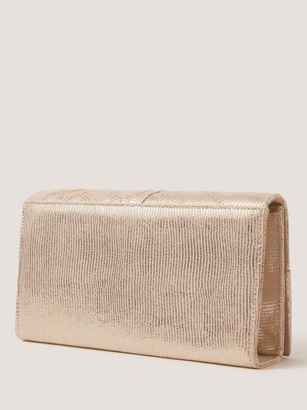 Monsoon Fergie Twist Knot Clutch Bag, Gold - view 2, Gold