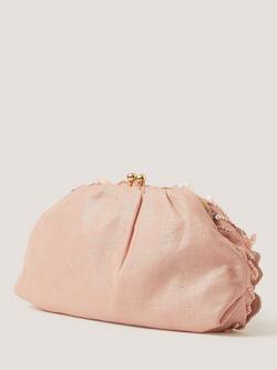 Monsoon Flora Embroidered Clutch Bag, Pink - view 2, Pink