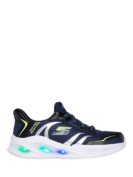 Skechers Kids' Slip-In S-Lights Meteor-Lights Trainers, Navy/Black, Navy/Black