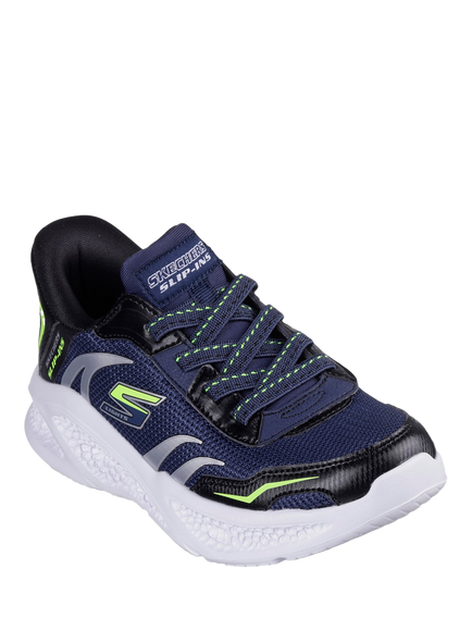 Skechers Kids' Slip-In S-Lights Meteor-Lights Trainers, Navy/Black - view 2, Navy/Black