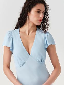 Ghost Corinne Frill Crepe Dress - view 2, Blue