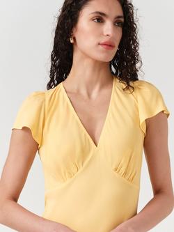 Ghost Corinne Frill Crepe Dress - view 2, Yellow