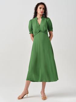 Ghost Jolene V-Neck Crepe Midi Dress - view 2, Green