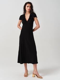 Ghost Kimmy Frill Neck Crepe Midi Dress - view 2, Black