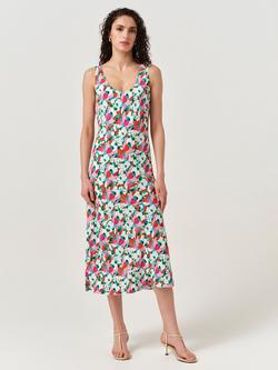 Ghost Paloma Crepe Midi Slip Dress, Pink/Multi, Pink/Multi
