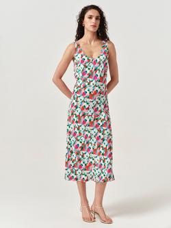 Ghost Paloma Crepe Midi Slip Dress, Pink/Multi - view 2, Pink/Multi