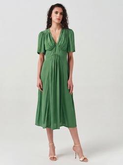 Ghost Rosalie Angel Sleeve Crepe Midi Dress, Green