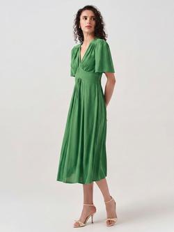 Ghost Rosalie Angel Sleeve Crepe Midi Dress - view 2, Green