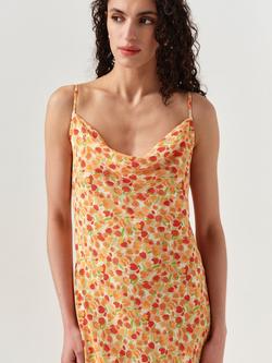 Ghost Stacy Cowl Neck Crepe Midi Dress - view 2, Orange/Multi