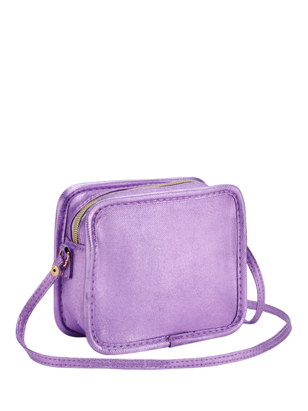 Stych Kids' Initial Teddy and Heart Crossbody Bag, Purple - view 2, Purple - L
