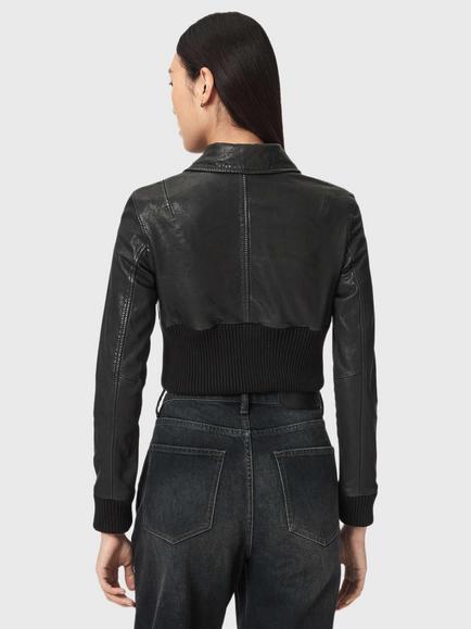 AllSaints Lena Slim Fit Leather Jacket, Black - view 2, Black