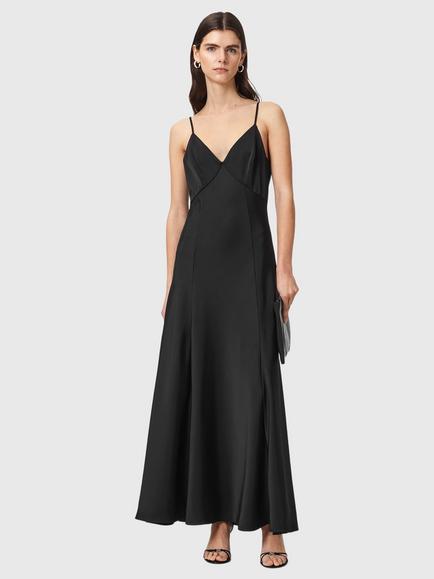 AllSaints Irina Slip Maxi Dress, Black, Black