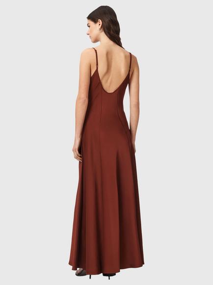 AllSaints Irina Slip Maxi Dress, Black - view 2, Rust Brown