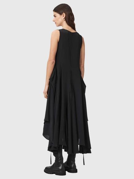 AllSaints Sybil Draped Midi Dress, Black - view 2, Black
