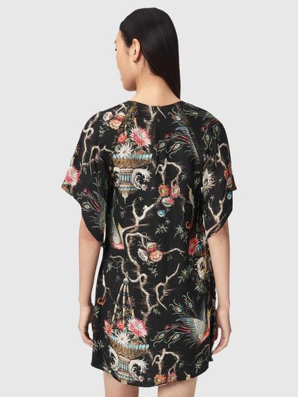 AllSaints Xena Floral Bird T-Shirt Mini Dress containing LENZING™ ECOVERO™ Viscose - view 2, Taravao Black