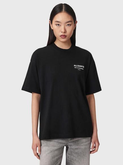 AllSaints Eliana Etta Cotton Logo Crew Neck T-Shirt, Black, Black