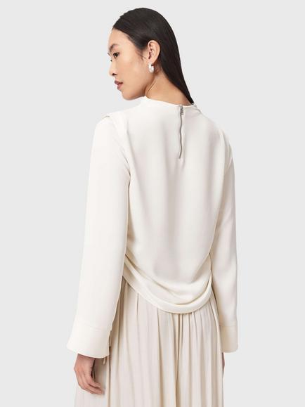 AllSaints Leslie Cowl Neck Top, Golden Brown - view 2, Antique White