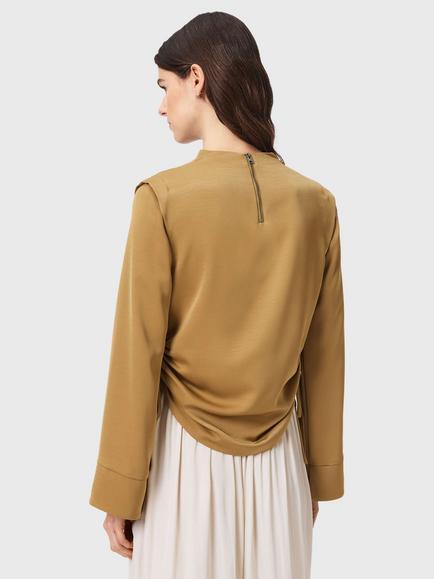 AllSaints Leslie Cowl Neck Top - view 2, Golden Brown