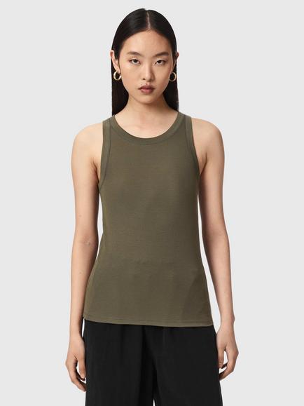 AllSaints Rina Vest containing TENCEL™ Lyocell, Wild Green, Wild Green