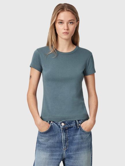 AllSaints Stevie Cotton Crew Neck T-Shirt, Lunar Blue, Lunar Blue
