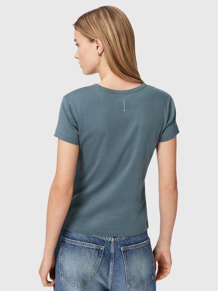 AllSaints Stevie Cotton Crew Neck T-Shirt, Lunar Blue - view 2, Lunar Blue