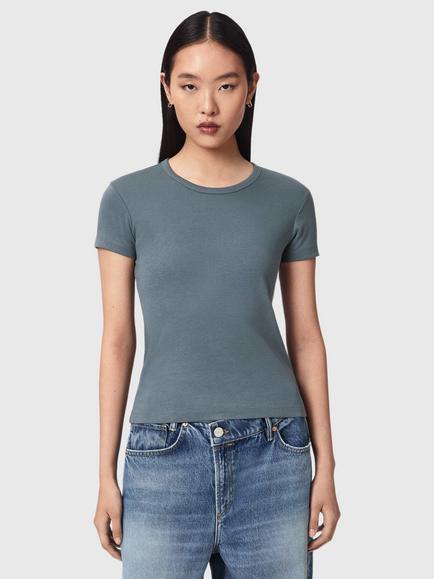 AllSaints Stevie Cotton T-Shirt, Shale Grey, Shale Grey
