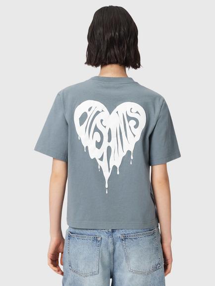 AllSaints Trip Lisa Cotton Heart Logo T-Shirt, Lunar Blue - view 2, Lunar Blue
