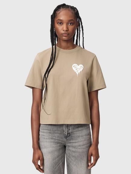 AllSaints Trip Lisa Cotton Graphic T-Shirt, Shale Grey, Shale Grey
