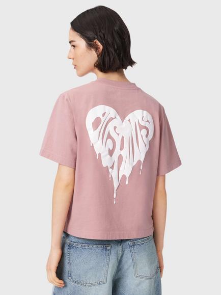 AllSaints Trip Lisa Cotton Heart Logo T-Shirt, Woodrose Pink - view 2, Woodrose Pink