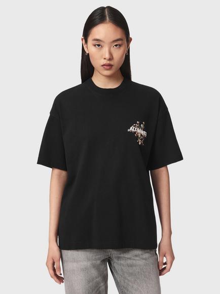 AllSaints Valen Etta Cotton Graphic Logo T-Shirt, Black, Black