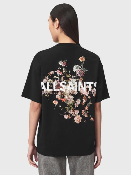 AllSaints Valen Etta Cotton Graphic Logo T-Shirt, Black - view 2, Black