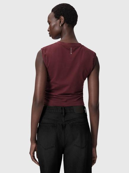 AllSaints West Cotton Blend Tank Top, Lunar Blue - view 2, Burnt Red
