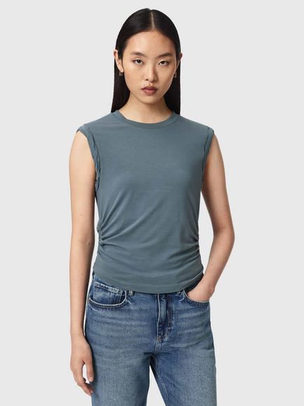 AllSaints West Cotton Blend Tank Top, Lunar Blue, Lunar Blue