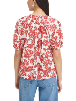 ICHI Ihgilvis Balloon Shirt Sleeve Floral Blouse, Red/Multi - view 2, Red/Multi
