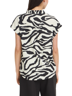 ICHI Ihlinno Collared Button Front Blouse, Black/White - view 2, Black/White