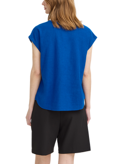 ICHI Ihlinno Linen Blend V-Neck Blouse, Sadalite Blue - view 2, Sodalite Blue