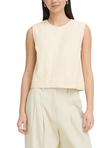 ICHI Iholia Sleeveless Cotton Top, Birch, Birch