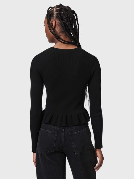 AllSaints Jas Viscose Rich Crew Neck Jumper containing LENZING™ ECOVERO™ Viscose - view 2, Black