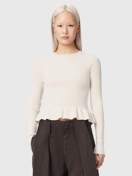 AllSaints Jas Viscose Rich Crew Neck Jumper containing LENZING™ ECOVERO™ Viscose, Dove White