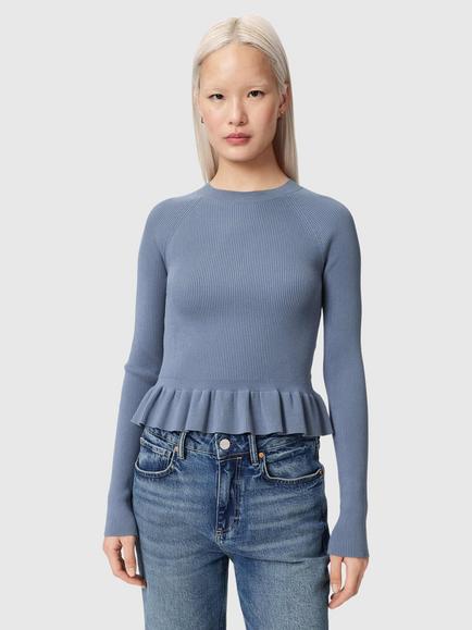 AllSaints Jas Viscose Rich Crew Neck Jumper containing LENZING™ ECOVERO™ Viscose, Luna Blue