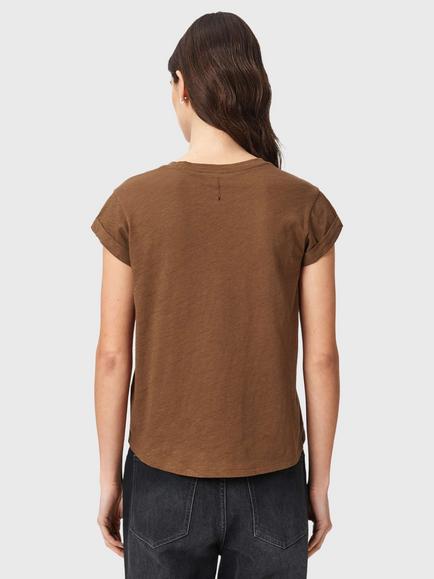 AllSaints Anna Regular Fit Crew Neck Cotton T-Shirt - view 2, Caramel Brown