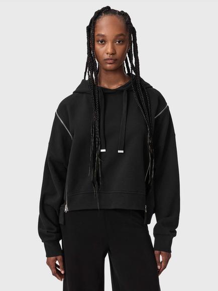 AllSaints Ciara Oversized Cotton Hoodie, Black