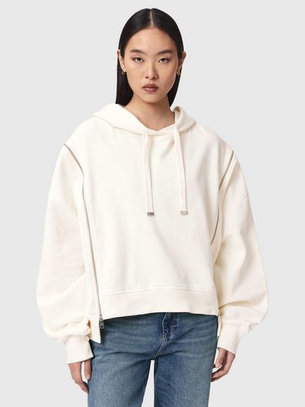 AllSaints Ciara Oversized Cotton Hoodie, Fossil White