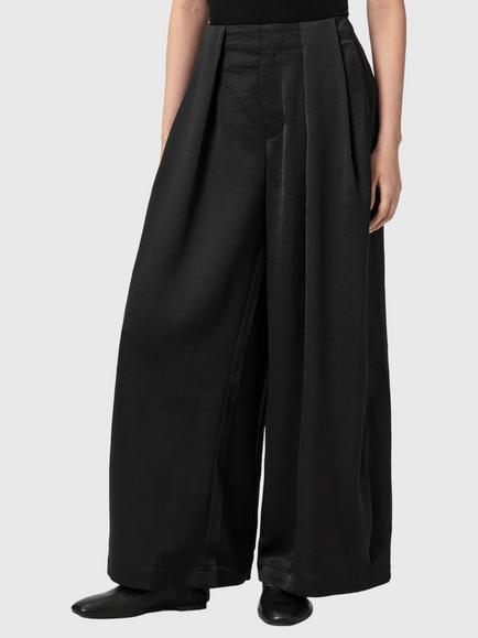 AllSaints Lola Pleated Wide Leg Trousers, Black, Black