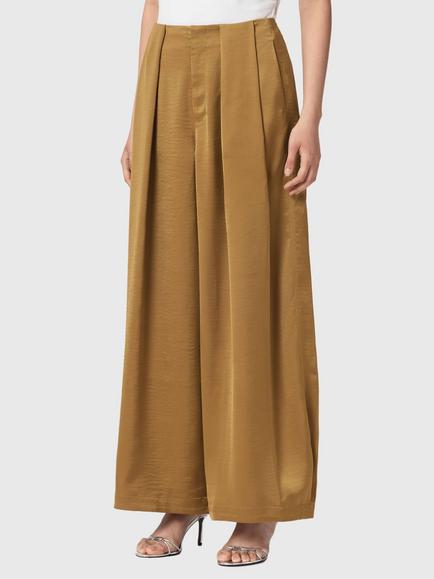 AllSaints Lola High-Waisted Barrel Leg Trousers, Golden Brown, Golden Brown