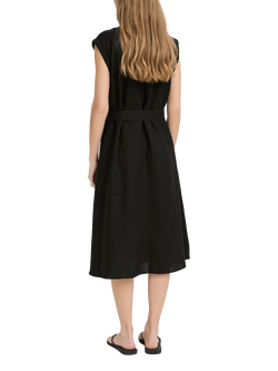 ICHI Ihlinno Linen Blend Midi Shirt Dress, Black - view 2, Black