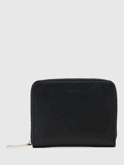 AllSaints Lena Hex Leather Purse Black/Silver, Black/Silver