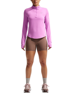 Nike Women's Swift Dri Fit UV 1/4 Zip Running Top, Magenta/Silver, Magenta/Silver