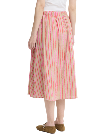 ICHI Iafoxa Striped Midi Skirt, Azalea - view 2, Azalea